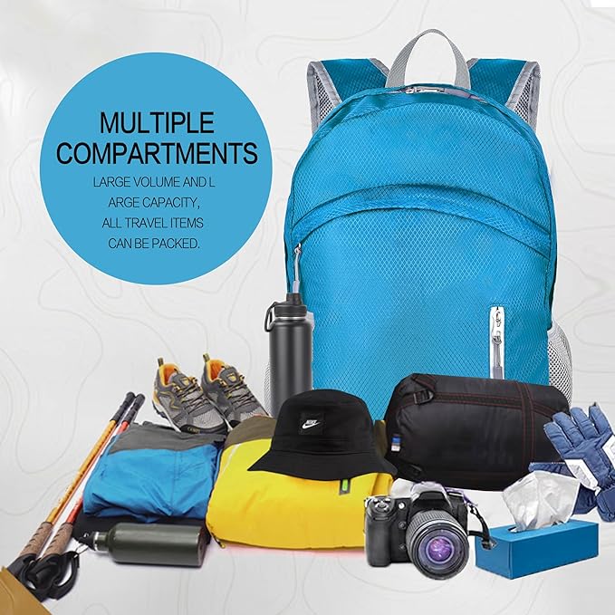 Waterproof Foldable Backpack Dry Storage Lightweight Daypack 35L Outdoor Backpack for Beach Men Women Blue