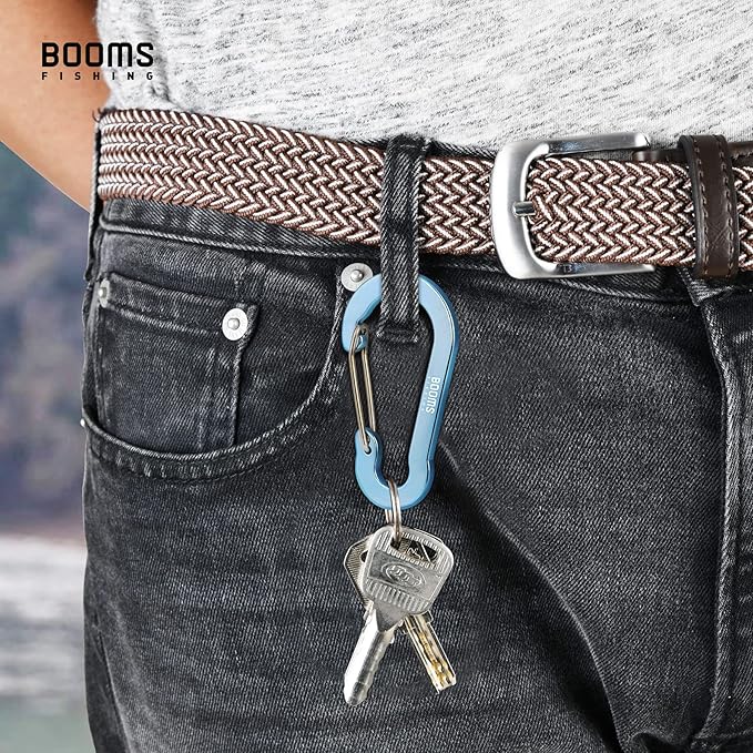 Booms Fishing CC5 Multi-Use Carabiner Clips, 10 Pack 2.7" Small Caribeener Clips, Mini Keychain Aluminum Caribeaner Clip