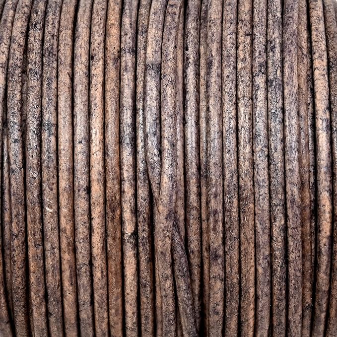 GENIQUE Real/Genuine Round Leather String Cord for Necklace, Bracelets, Jewellery, Braiding (1.5mm, Grey Distressed)