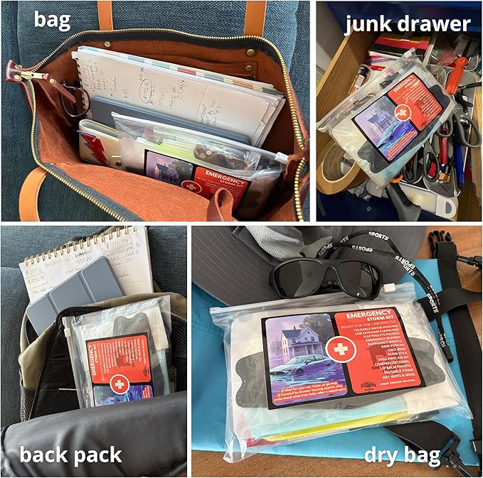 Emergency Kit - Winter Storm & Ice Storm Survival Kit, Power Outage Preparedness with 15 Essential Items, COB Light, Rain Poncho, Blanket, Emergency Water & First Aid