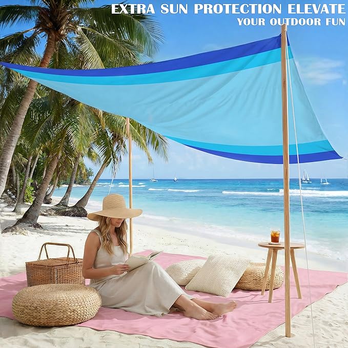 Famstar Beach Blanket Oversized Extra Large 78" X 81",Waterproof Sandproof Beach Blanket 1-7 Adults Lightweight Durable for Travel Camping Hiking Picnic