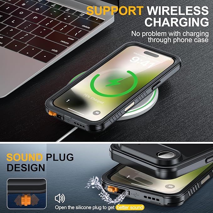 ANTSHARE for iPhone Air Case, IP68 Waterproof Shockproof Case, [Built-in Screen Protector] - 12 FT Military Dropproof - Full Body Heavy Duty Rugged Phone Cover 6.5 inches - Black/Clear