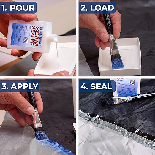Stormseal Seam Sealer 100ml - Waterproof Seams on Tents and Pin Hole Leaks on Fabrics with Easy Brush Application