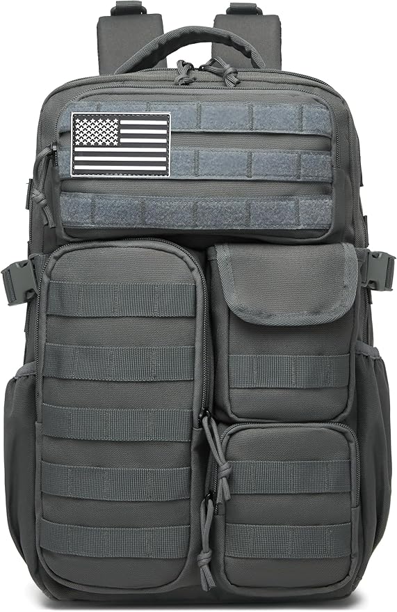 Wotony Tactical Backpack - Military waterproof backpack with multiple pockets and tactical gear for the outdoors (dark gray, 30L)