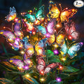 Solar Lights Outdoor Garden Decor: 2 Pack 34 Silk Butterflies with 44 Color-Changing LEDs - Auto On/Off 12H Magical Lighting IP65 Waterproof for Yard Patio Pathway - Unique Gifts for Mom Grandma