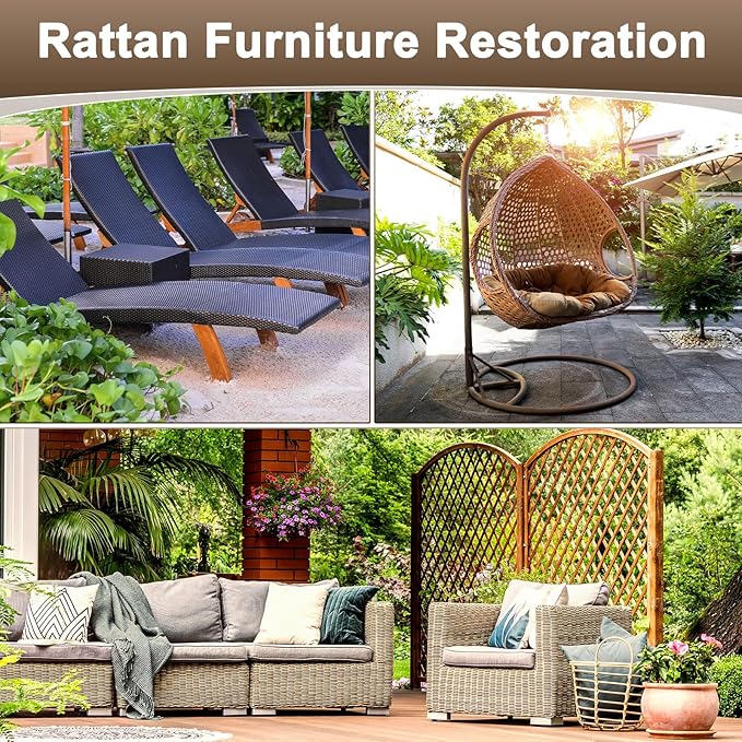 M METERXITY 1-Pack Wicker Repair Kit, 5mm x 33ft/10m Plastic Flat Rattan Replacement Supplies for Patio Furniture Repair/Basket Making/Chair Weaving, Synthetic Woven Rattan [Light Gray]