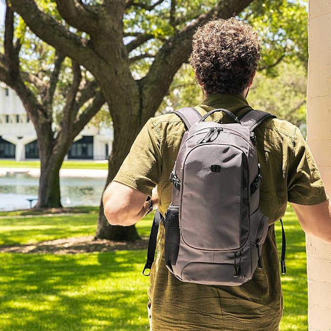 SwissGear 3598 Backpack, Narrow Daypack, Ideal for Commuting and School, Grey Ballistic
