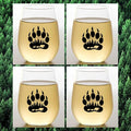 Set of 4 Shatterproof Designer 16 oz Plastic Wine Glasses MADE in the USA (BLACK BEAR)