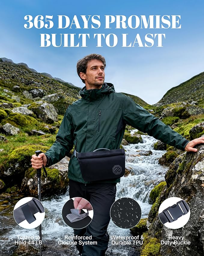 niphean IPX7 Waterproof Fanny Pack with Magnetic One-Hand Closure, Durable Waterproof Dry Bag, for Kayaking, Paddle Boarding, Beach Cruise Essentials, 2.5L Phone Pouch Dry Bags for Men Women, Black