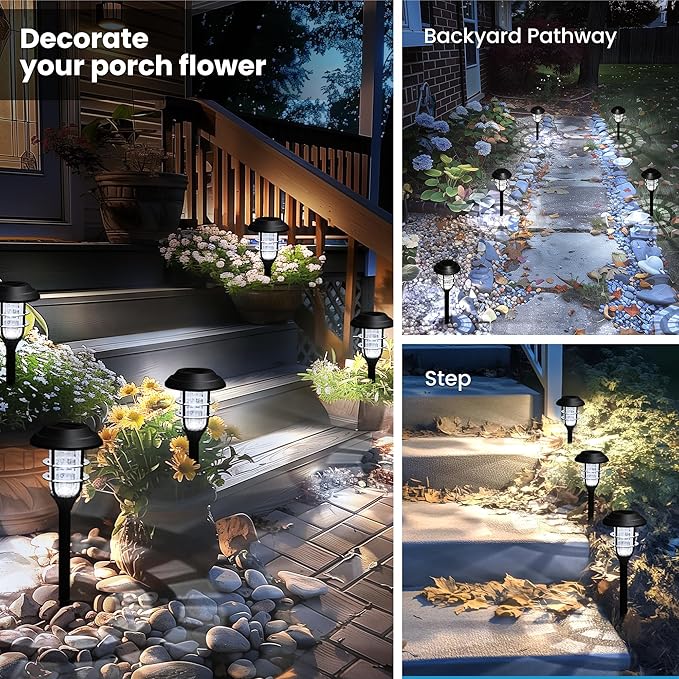 SOLPEX Solar Lights for Outside, Solar Outdoor Pathway Garden Lights Waterproof, Solar Powered Landscape Lighting for Yard, Garden, Pathway, Patio, Porch, Walkway, Driveway, 8 Pack(Cold White)