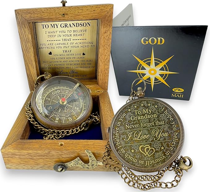 Brass Compass Gift to My Son Never Forget I Love You, Sentimental Keepsake from Mom Dad Grandparents, Inspirational Guidance Compass Gift for Son Graduation Birthday Baptism Confirmation Gift Idea