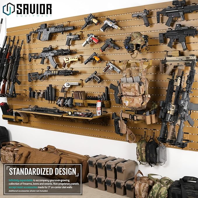 Savior Equipment Wall Rack System Tactical Universal Pistol Holster Holder Storage Attachment Wall Mount Hanger, Heavy-Duty Steel Modular Firearms Gun Wall Gear Accessories Organizer