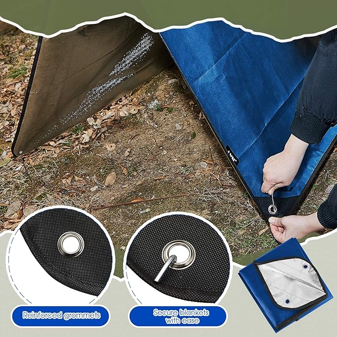 Kingdder 2 Pcs Heavy Duty Emergency Blankets for Survival Camping Blanket Insulated Tarp 60 x 82 Inches Outdoor Waterproof Thermal Reflective Tarp Tent Insulation for Camp Hiking Picnic