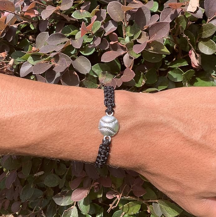 Sportybella - Baseball Bracelet, Baseball Jewelry, Adjustable Braided Baseball Bracelet, Baseball Gifts, Baseball Accessories