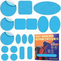 Down Jacket Repair Patch Kit, Outdoor Gear Tenacious Repair Tape, Self Adhesive Fabric Patches for Clothes, Waterproof Ripstop Nylon Fabric Patch for Puffer Jacket, Coat, Tent (18 Pcs, Sky Blue)