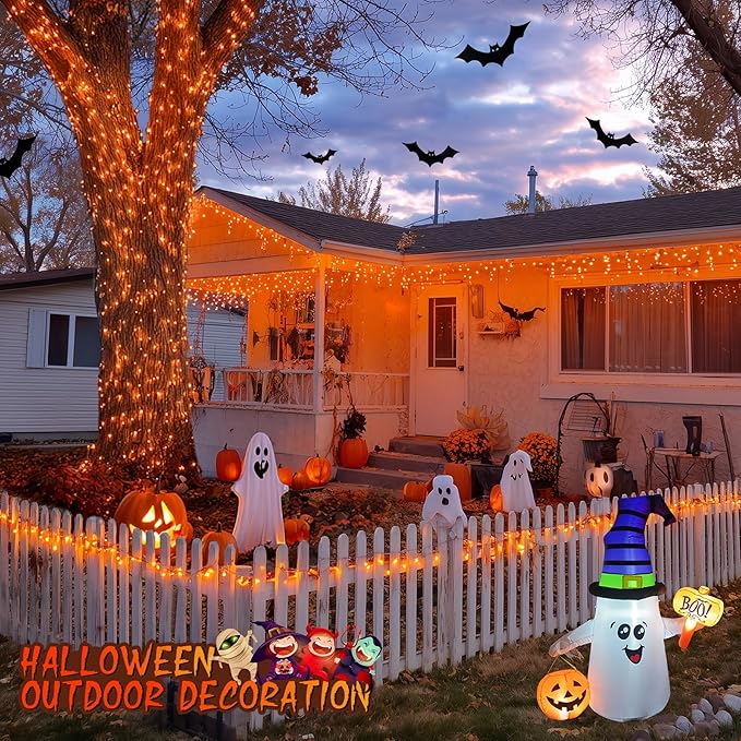JMEXSUSS 66ft 200 LED Christmas String Lights Outdoor Indoor, Connectable Orange String Lights Clear Wire, Fall Light Plug in for Fireplace Tree Garden Patio Thanksgiving Fall Halloween Decor