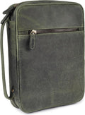 LEATHER VILLAGE Handmade Vintage Leather Bible Cover for Men & Women - Large Protective Bible Case & Organizer for Church, Travel & Study Christian Religious Antique Bookmark - Olive