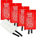 Crystal Lemon Fire Blanket 4-Pack - 39x39 Emergency Fire Extinguisher Blankets for Kitchen and Home Safety - Large, Durable Glass Fiber Fire Suppression Cloths