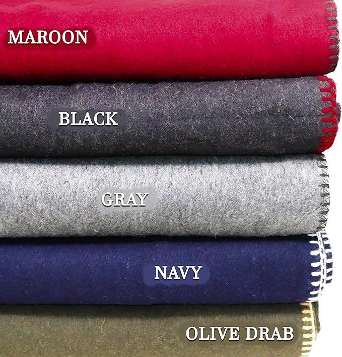 M MCGUIRE GEAR Heavy Duty Wool Blanket, Survival, Emergency, and First Aid Use – Mil-Spec, Fire Retardant, Durable Outdoor Wool Blankets for Camping. - Black, (64 x 90 inches)