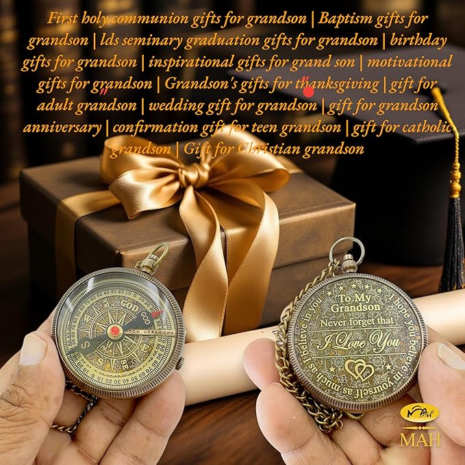 Brass Compass Gift to My Son Never Forget I Love You, Sentimental Keepsake from Mom Dad Grandparents, Inspirational Guidance Compass Gift for Son Graduation Birthday Baptism Confirmation Gift Idea
