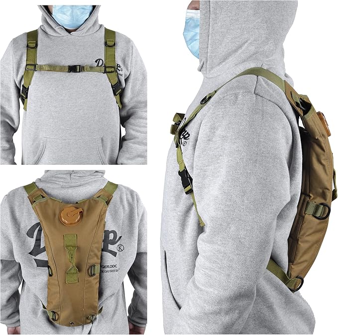 Tactical Hydration Pack Backpack with 3L Water Bladder for Men, Leakproof Military Rave Water Backpack for Running Hiking Cycling Jogging Festival