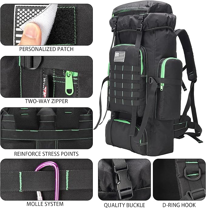 Hiking Backpack for Men 70L/100L Camping Backpack Military Rucksack Molle 3 Days Assault Pack for Climbing | Camping Backpack, 3 Days Assault Pack, for Climbing