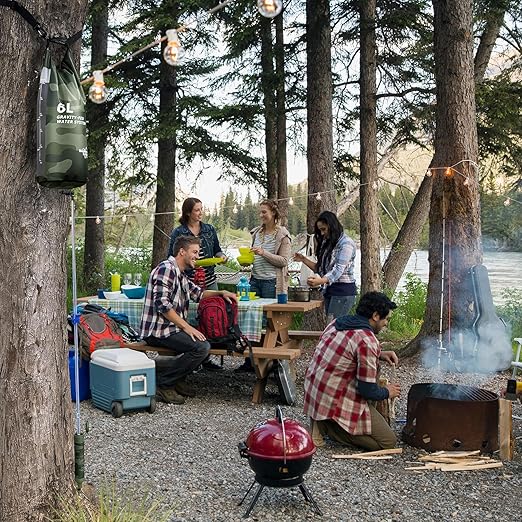 Membrane Solutions Gravity Water Filter Pro 6L, NSF/ANSI 42&372&401 Certified, 0.1 μm Versatile Water Purifier Camping with Adjustable Tree Strap Storage Bag, Survival Gear for Emergency(Camo)