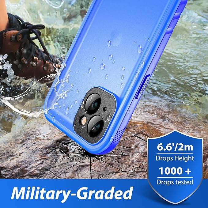 SPORTLINK Design for iPhone 14 Plus Waterproof Case - Shockproof Dustproof Phone Case with Screen Protector, Full Body Protective Case for iPhone 14 Plus, 6.7'' Blue