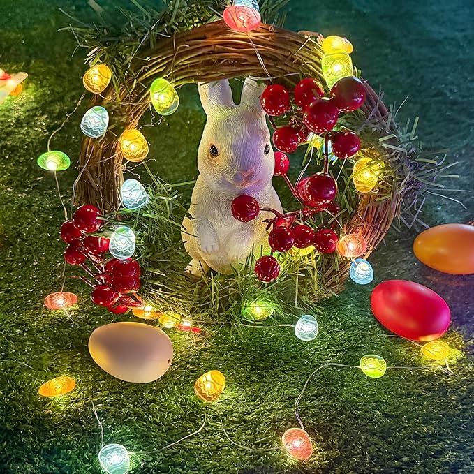 Easter Decorations Easter Egg Lights, Pastel Fairy Lights Battery Operated with Remote & 8 Modes & Timer, Waterproof Twinkle String Light Indoor Outdoor for Spring Themed Party Home Decor (Multicolor)