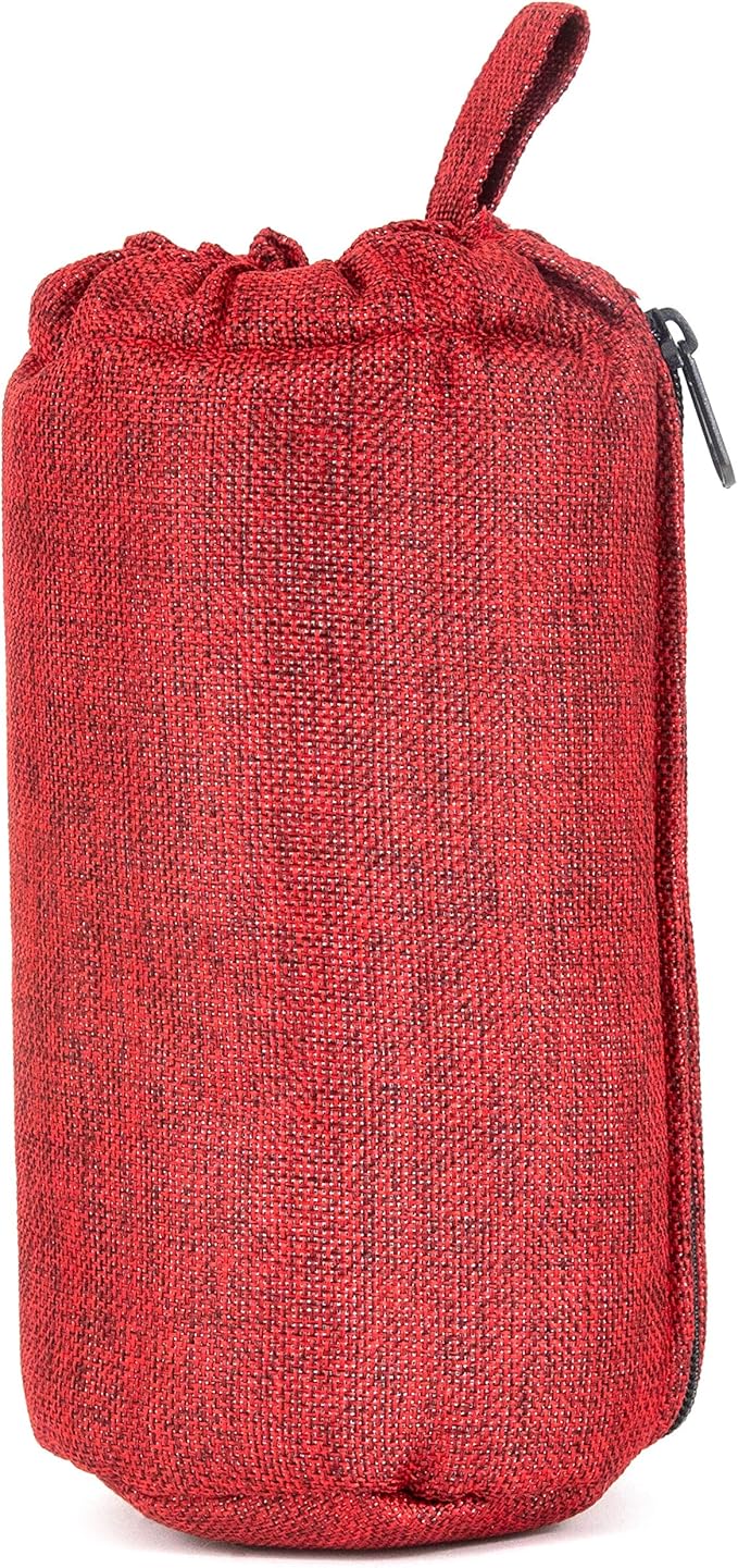 Nickel Bags Padded Drawstring Duffle Tube, Hemp Protective Sling Bag with Soft Velour Interior, Breakable-Safe Storage for Glass & Gear, Durable Zipper & Strap (8 Inch, Red)