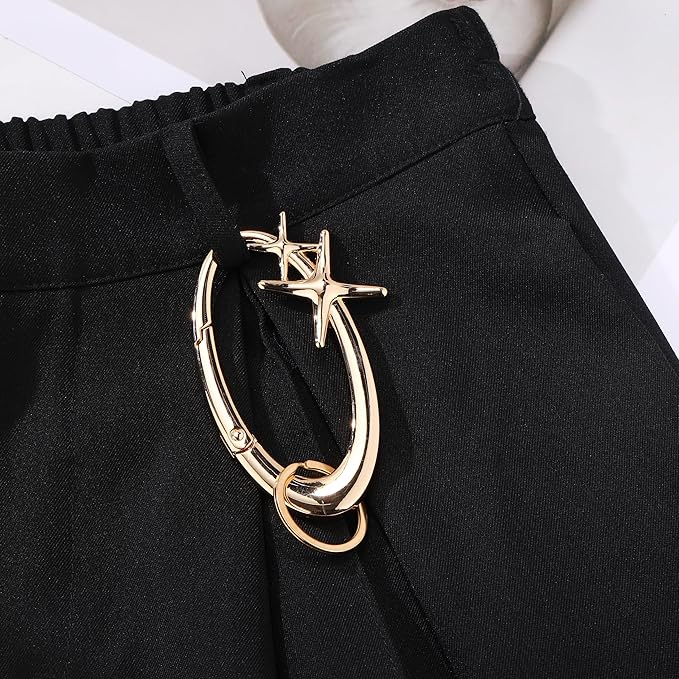 Y2K Cute Star Carabiner Keychain Cool Belt Loop Clip Starlight Heavy Duty Carabiner Clasp Snap Hook Holder Key Buckle