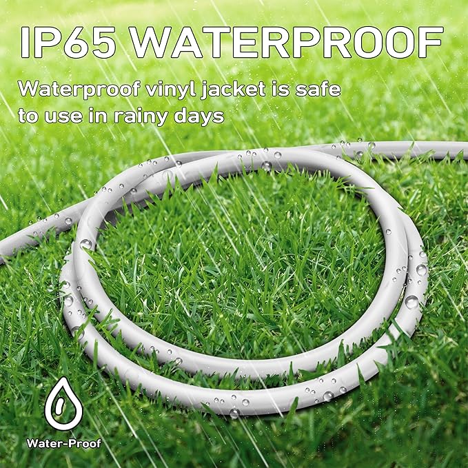 LUCKY TL 2 Pack Indoor Outdoor Extension Cord, 16/3 Gauge White Short Extension Cord 3ft, Waterproof Flexible Case, Made in Pure Copper, 13A 1625W 16AWG SJTW, 3 Prong Heavy Duty Wire, UL