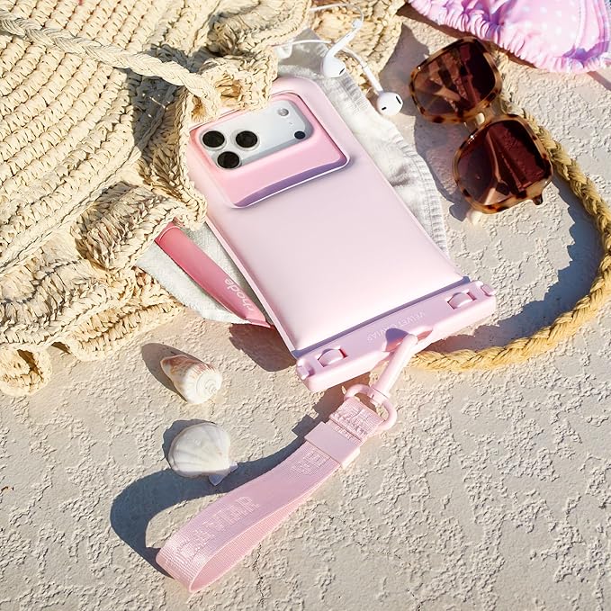 VELVET CAVIAR Waterproof Phone Pouch with Lanyard | IP68 Floating Case for iPhone & All Phones | Dry Bag for Snorkeling, Beach, Kayaking | Travel & Cruise Essentials for Women (Pink Strawberry Milk)
