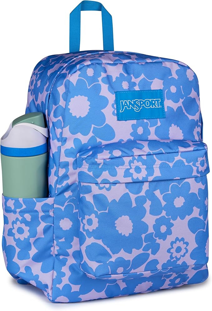 JanSport SuperBreak Plus Backpack with Padded 15-inch Laptop Sleeve and Integrated Bottle Pocket - Spacious and Durable Daypack for Work and Travel - Blossom Bae Blue