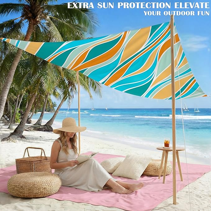 Famstar Beach Blanket Oversized Extra Large 78" X 81",Waterproof Sandproof Beach Blanket 1-7 Adults Lightweight Durable for Travel Camping Hiking Picnic