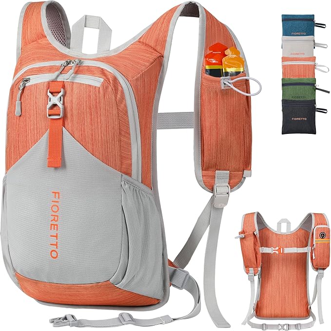 FIORETTO 20L Hiking Backpack for Women Men Mini Packable Backpack Lightweight Small Daypack for Camping Travel Outdoor, Orange