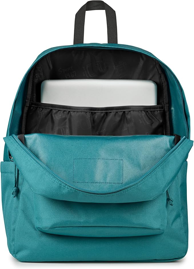 JanSport SuperBreak Plus Backpack with Padded 15-inch Laptop Sleeve and Integrated Bottle Pocket - Spacious and Durable Daypack for Work and Travel - Emerald Pool