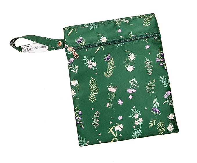 Sarah Wells Pumparoo Wet Dry Bag for Breast Pump Parts – Compact Organizer with Waterproof Pocket, Staging Mat & Fridge Hack – Machine Washable Pumping Accessory (Olive You)