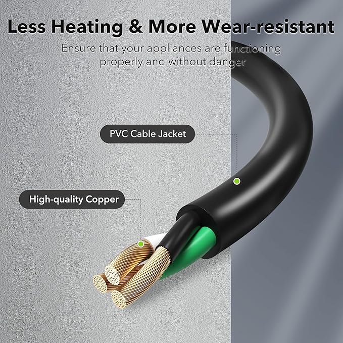 BN-LINK 15ft Indoor Outdoor Extension Cord 16/3 SJTW, 2 Pack, 3-Prong, Weather Resistant & Flame Retardant, Grounded Power Cord for General Use, ETL Listed