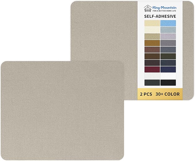 KING MOUNTAIN Canvas Repair Patch 9 x11 Inch 2 Pcs Self-Adhesive Waterproof Fabric Patch for Sofas, Tents, Furniture,Tote Bags, Car Seats (Grey2.0)