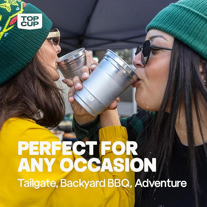Top Cup – 12 Ounce, 50 Count, Reusable Aluminum Party Cups | Stealth Design | Cold-Holding, Recyclable, Made in USA