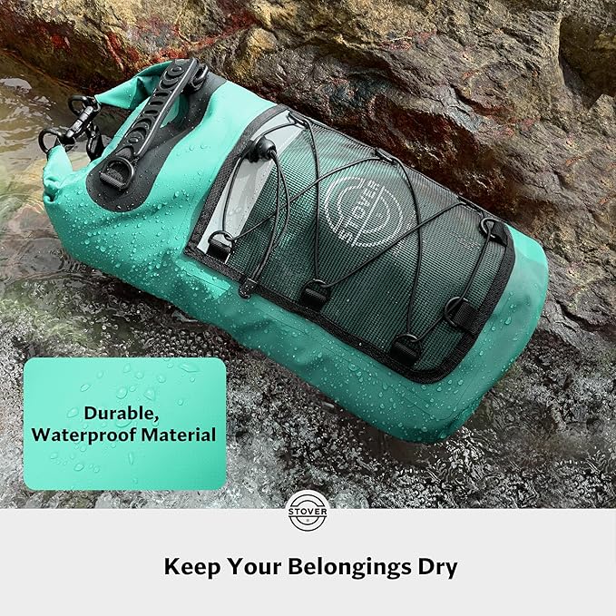 STOVER 5/10/25/30/40/55L Waterproof Dry Bag- Roll-Top Backpack w/Phone Case- Kayaking, Hiking, Camping, Boating- Men/Women