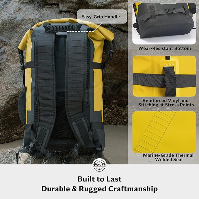 STOVER 5/10/25/30/40/55L Waterproof Dry Bag- Roll-Top Backpack w/Phone Case- Kayaking, Hiking, Camping, Boating- Men/Women