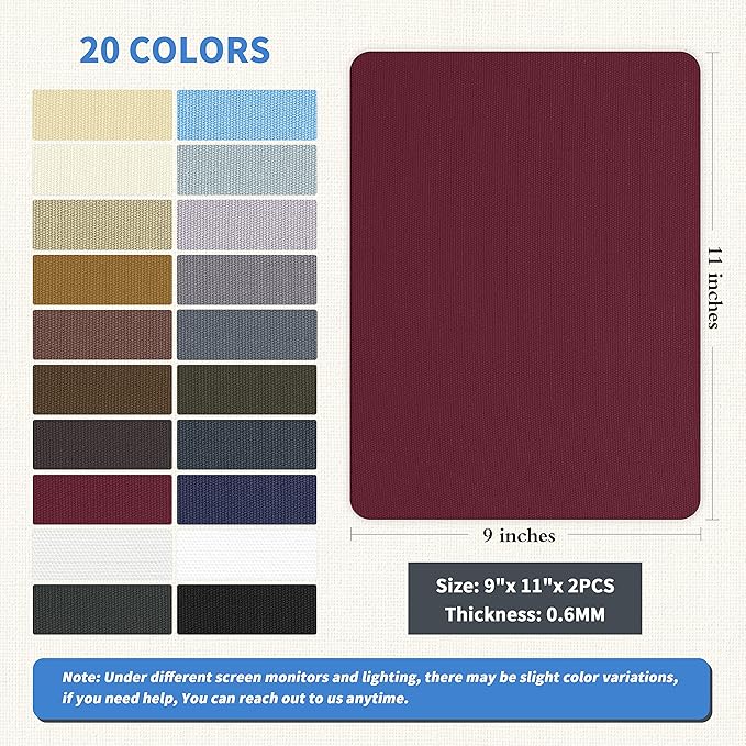 KING MOUNTAIN Canvas Repair Patch 9 x11 Inch 2 Pcs Self-Adhesive Waterproof Fabric Patch for Sofas, Tents, Furniture,Tote Bags, Car Seats (Burgundy)