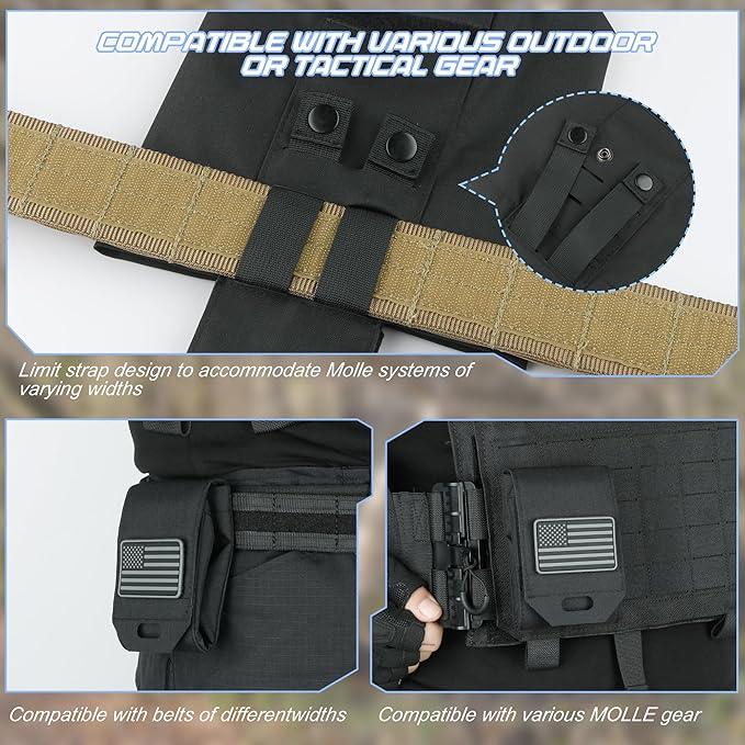 Tactical Dump Pouch for Battle Belt & MOLLE Systems | Foldable Mag Pouch with Drawstring Closure | for Hunting, Duty, Paintball | Includes Flag Patch