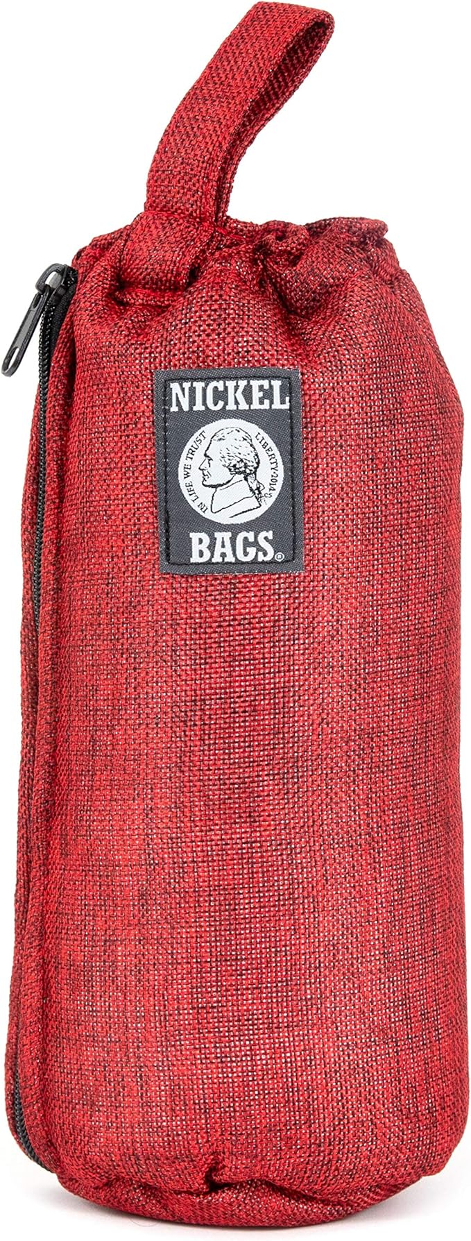 DIME BAGS Nickel Bags Padded Drawstring Duffle Tube, Hemp Protective Sling Bag with Soft Velour Interior, Breakable-Safe Storage for Glass & Gear, Durable Zipper & Strap (10 Inch, Red)