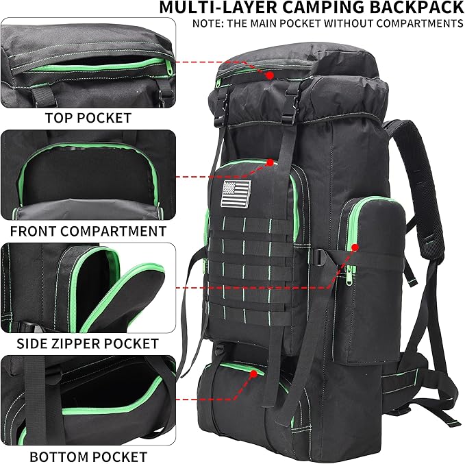 Hiking Backpack for Men 70L/100L Camping Backpack Military Rucksack Molle 3 Days Assault Pack for Climbing | Camping Backpack, 3 Days Assault Pack, for Climbing