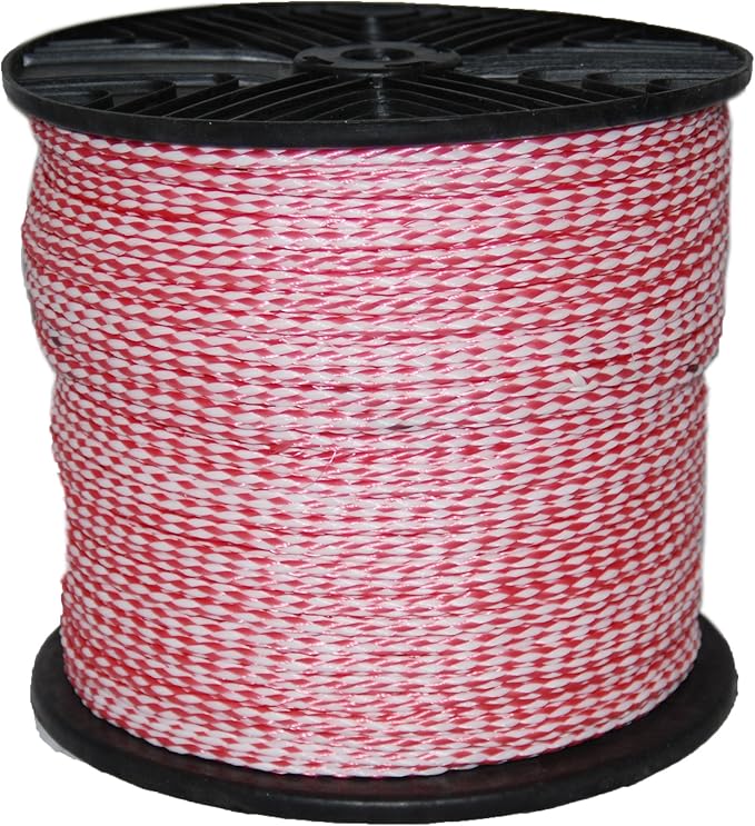 T.W Evans Cordage 27-307 1/4-Inch by 1000-Feet Hollow Braid Polypro Rope, Red and White