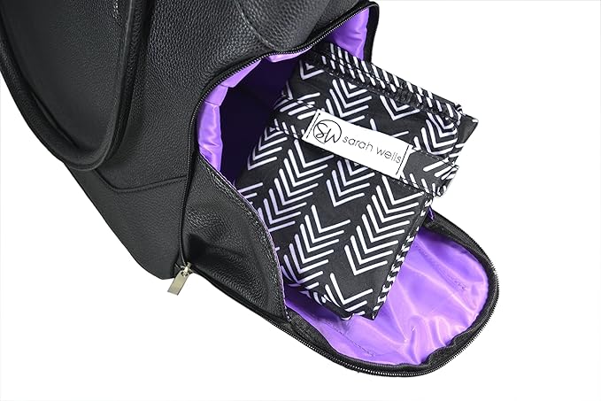 Sarah Wells Pumparoo Wet Dry Bag for Breast Pump Parts – Compact Organizer with Waterproof Pocket, Staging Mat & Fridge Hack – Machine Washable Pumping Accessory (Black & White)