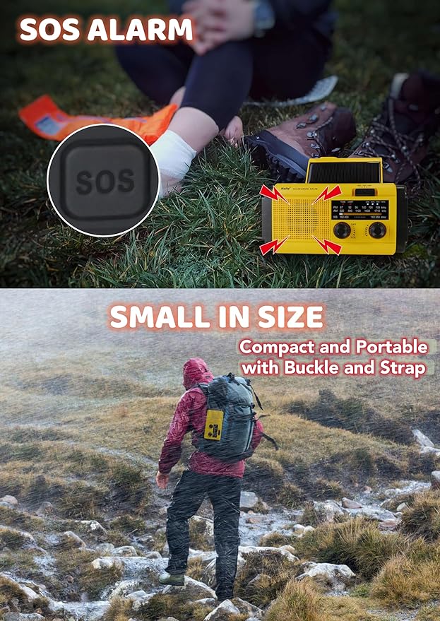 Kaito Voyager Solar Crank AM/FM & NOAA Weather Radio, Rechargeable 4000 mAh Battery, LED Flashlight Portable Emergency Radio for Outdoor and Home Use